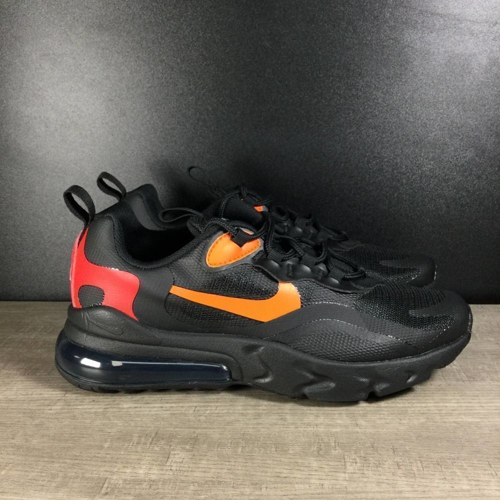 Nike Air Max 270 React Black/Red/Orange Running Shoes Women's Size 7 Youth 5.5Y
